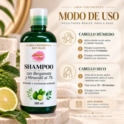 Shampoo con Bergamota y Minoxodil al 7%